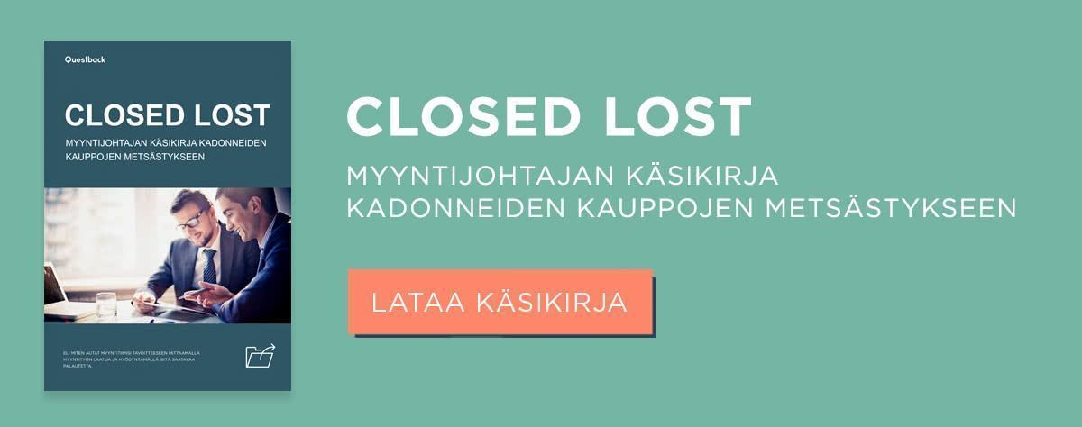 Myyntijohtajan käsikirja kadonneiden kauppojen metsästykseen