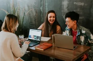 People working with data