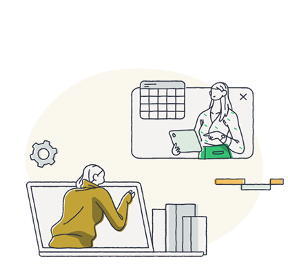 Person with graphs behind